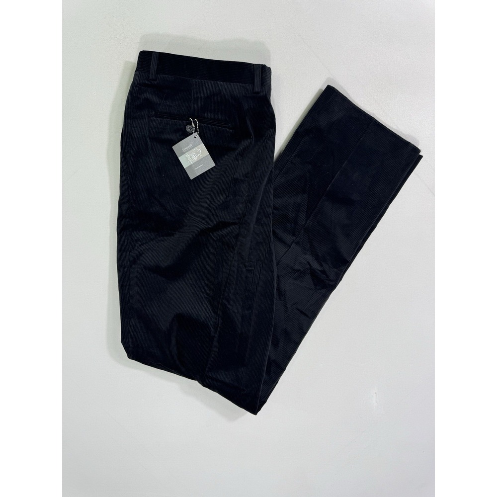 Santorelli Men 40 Corduroy Pants COMO 2 Black Pleated Wide Leg Italy NWT 1839-03